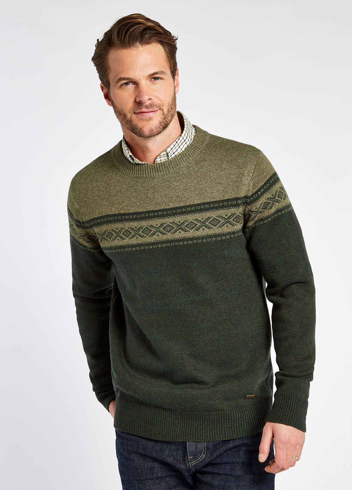 Longley Crew Neck Sweater - Olive