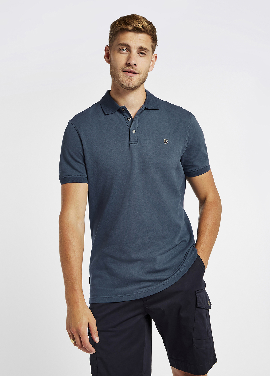 Quinlan 4-way Stretch Polo- Steel