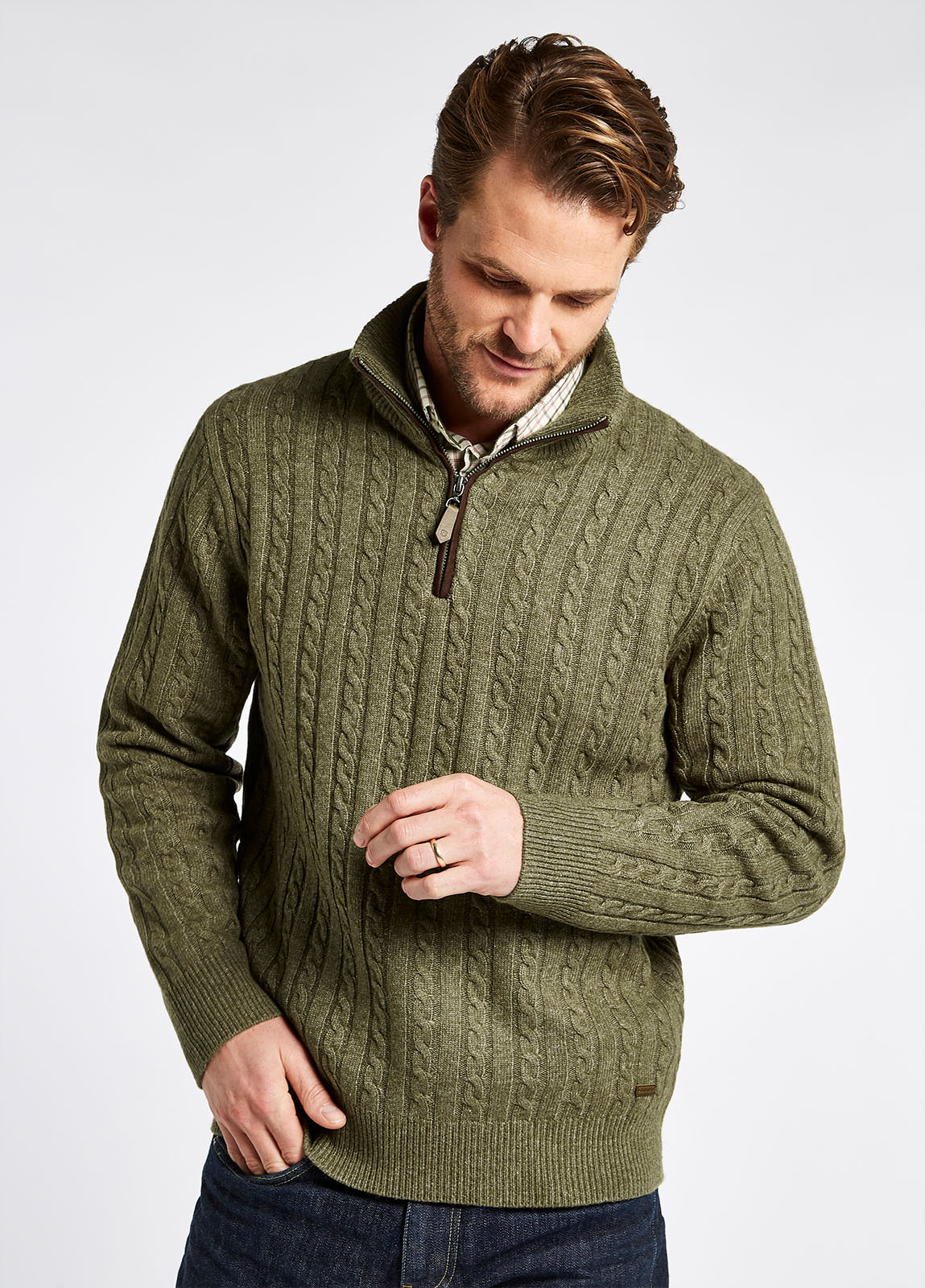 Cronin Zip Neck Sweater - Dusky Green