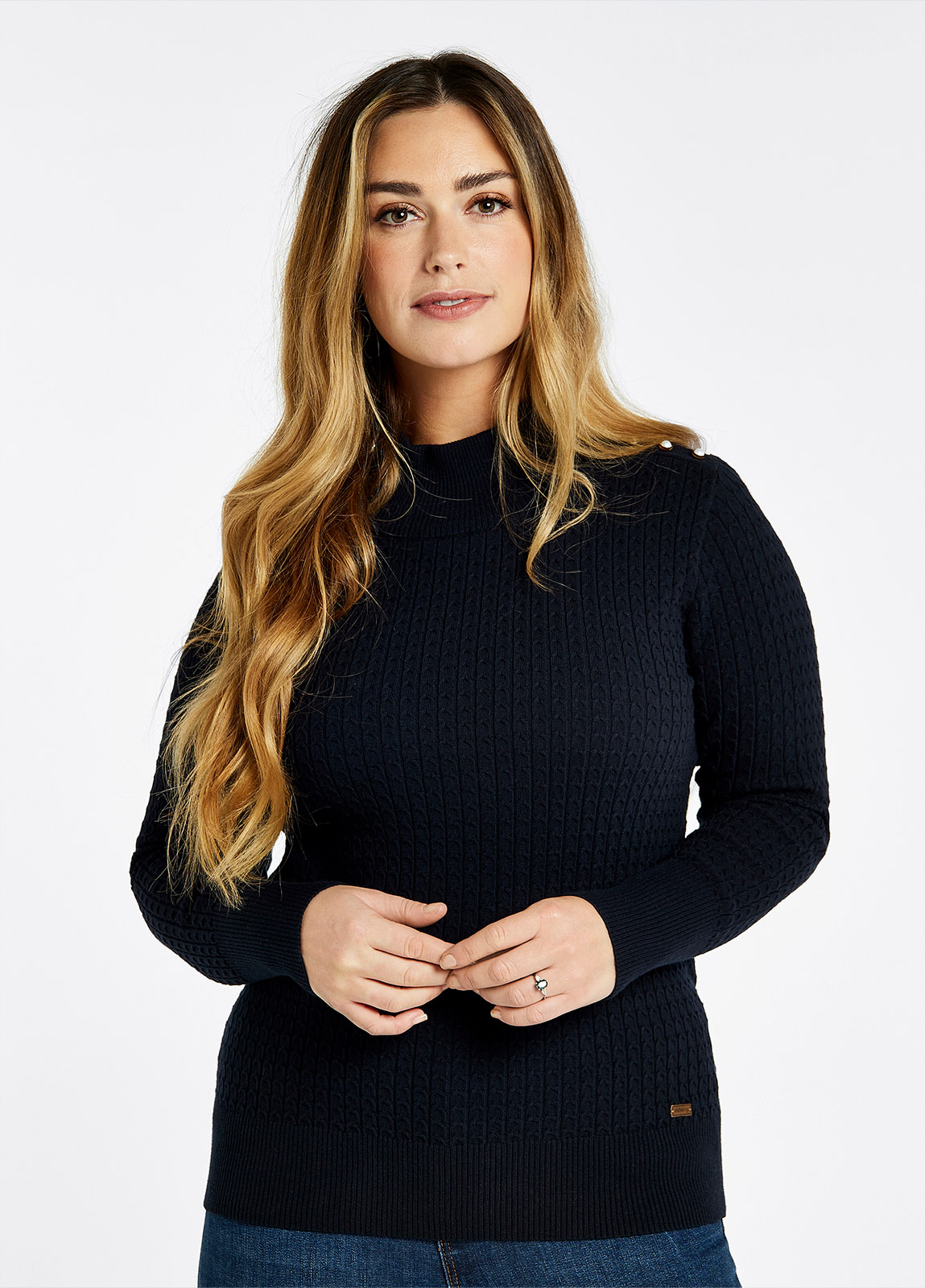Monkstown Cable Stitch Sweater - Navy