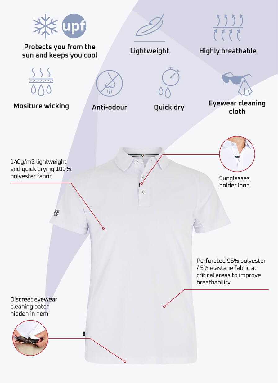 Menton Men\'s Technical Polo White | Dubarry of Ireland - USA | Poloshirts