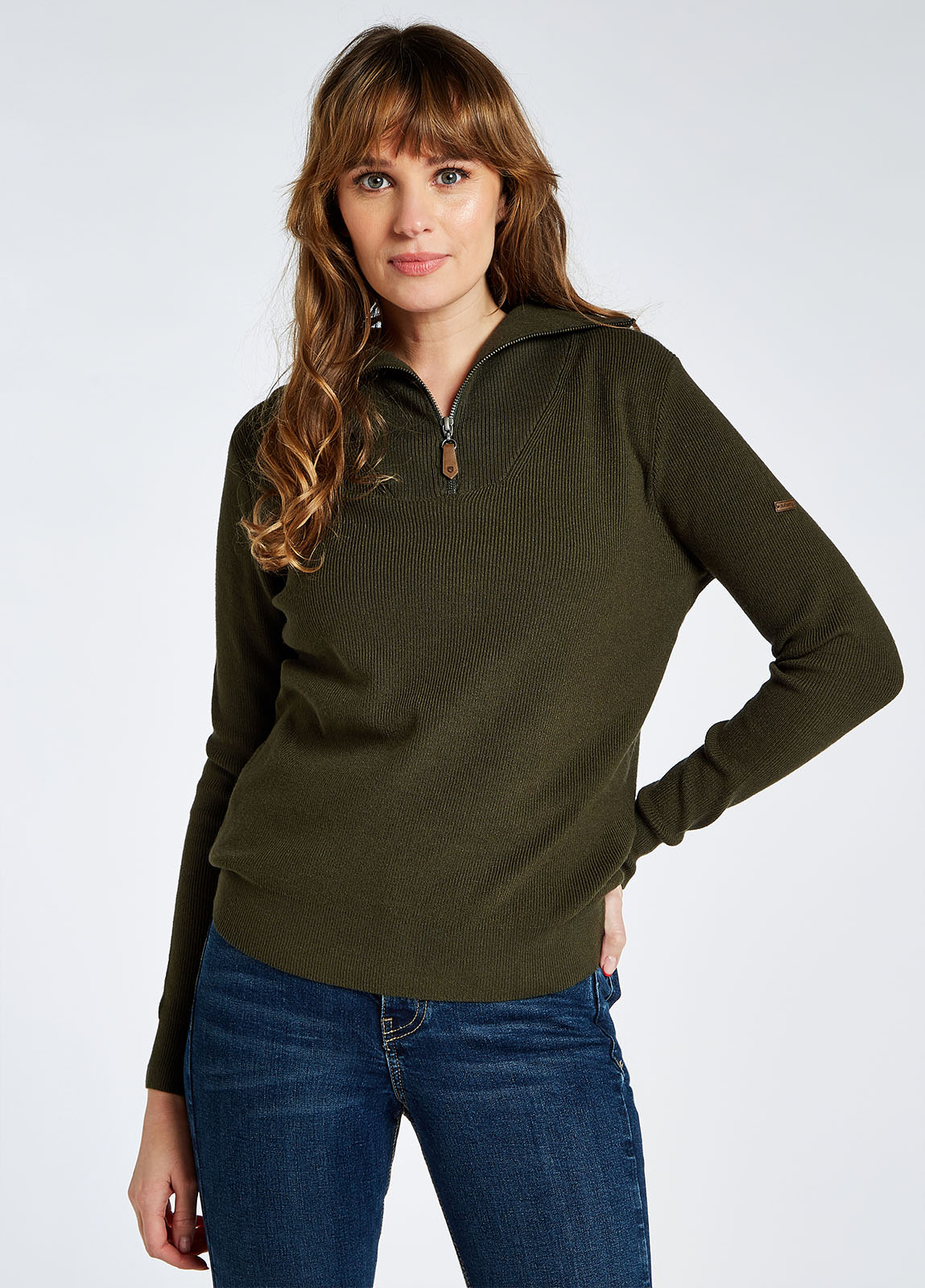 Kilbarry Zip Neck Sweater - Olive