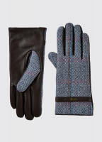 Ballycastle Tweed Leather Gloves - Denim Haze